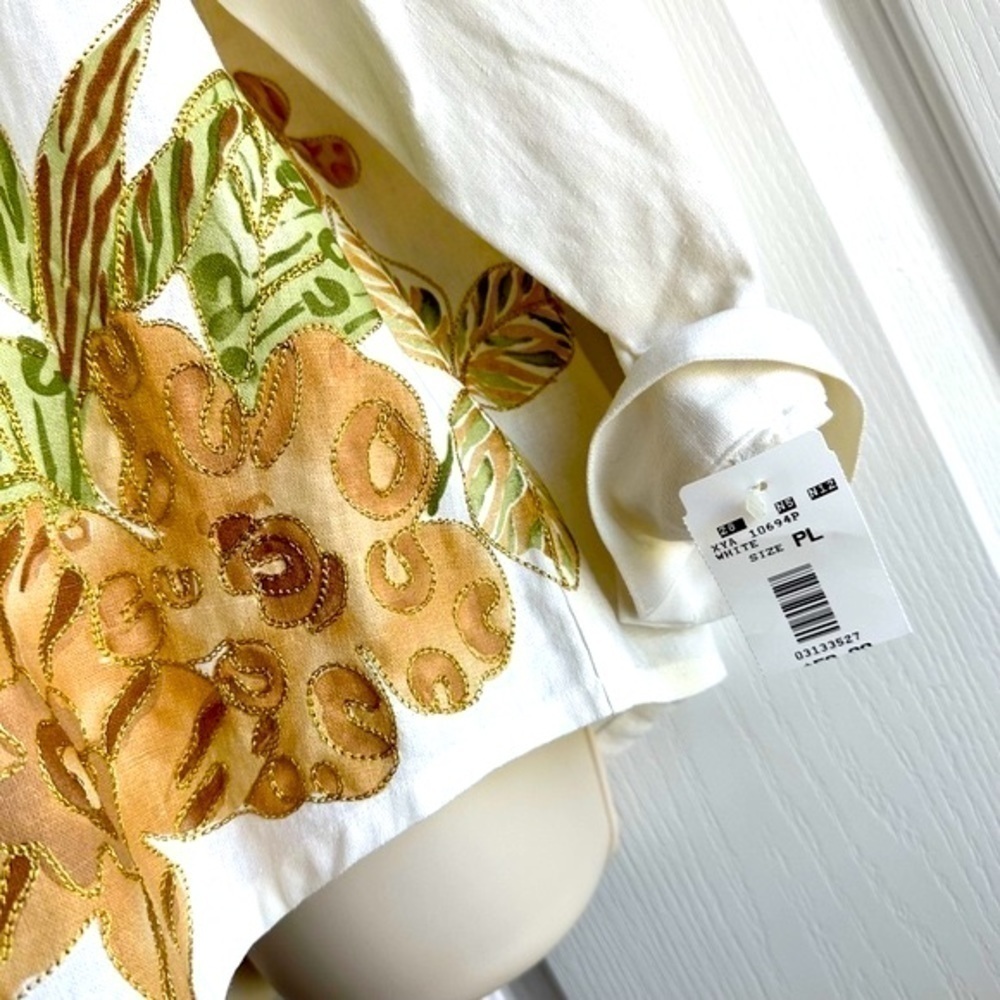 Draper’s & Damon’s Linen Floral Embroidered Top Vintage - Picture 6 of 10